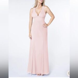 Azazie blush pink long formal dress